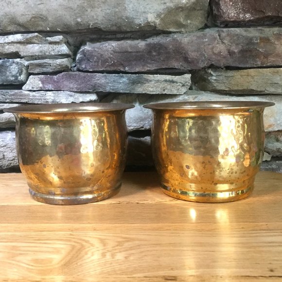 Vintage Brass Planter Pot Hammered Lot 2 India